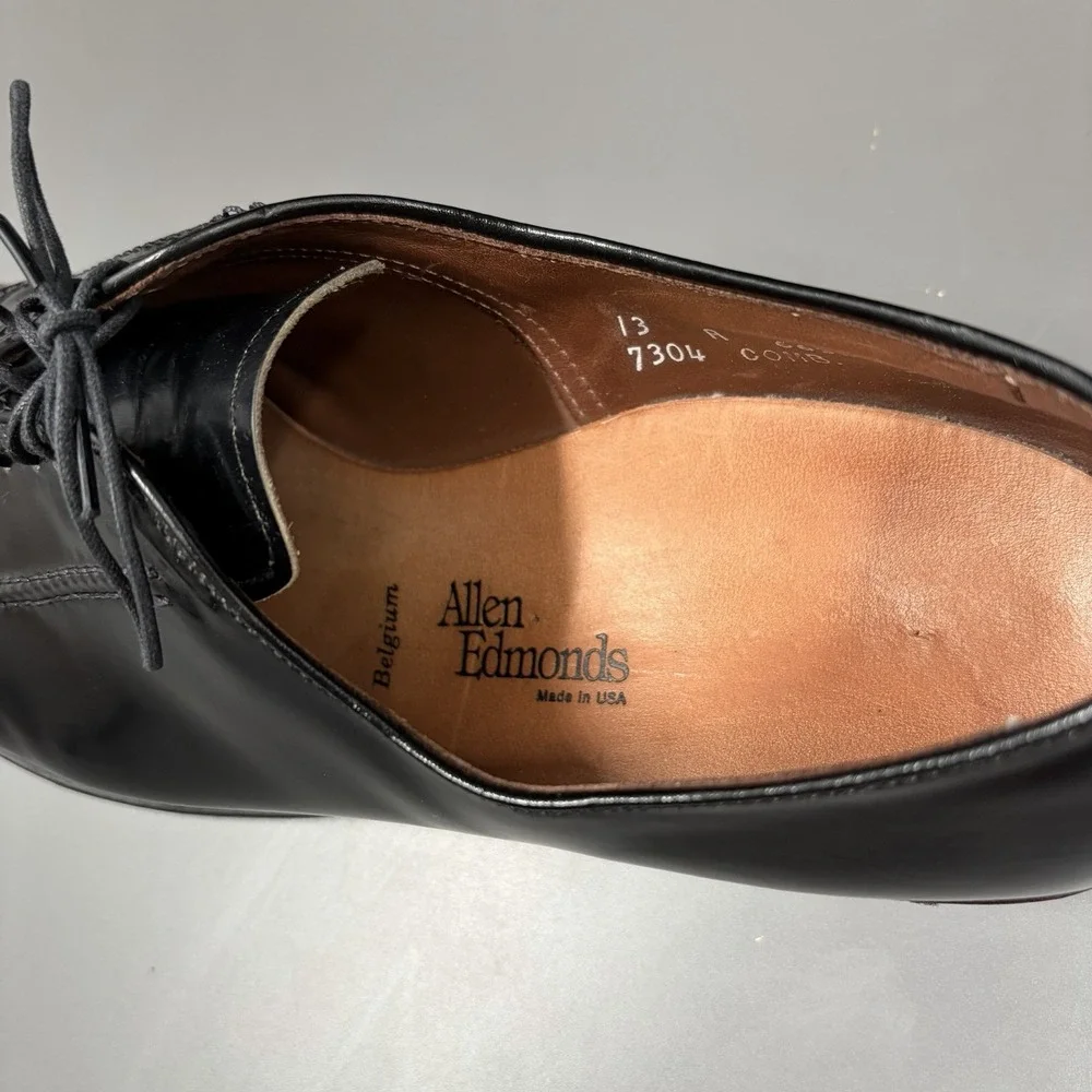 Allen Edmonds Belgium Wholecut Oxford Dress Shoes Mens 13 A Black‎ Calf Leather